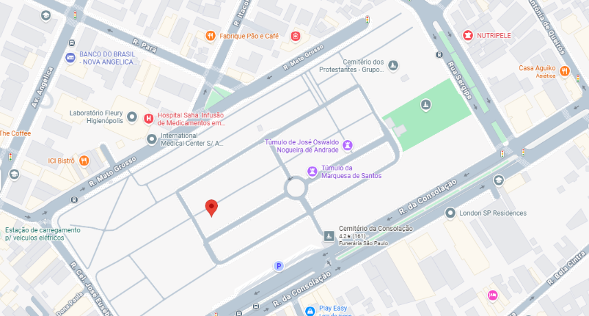 Mapa de localização da Agência Funerária Consolação - Centro de São Paulo