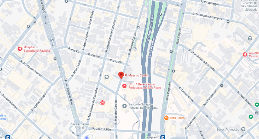Mapa de localização da Agência Funerária Maestro Cardim - São Paulo