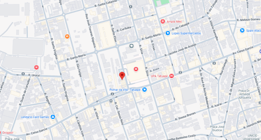 Mapa de localização da Agência Funerária Tatuapé - Zona Leste de São Paulo